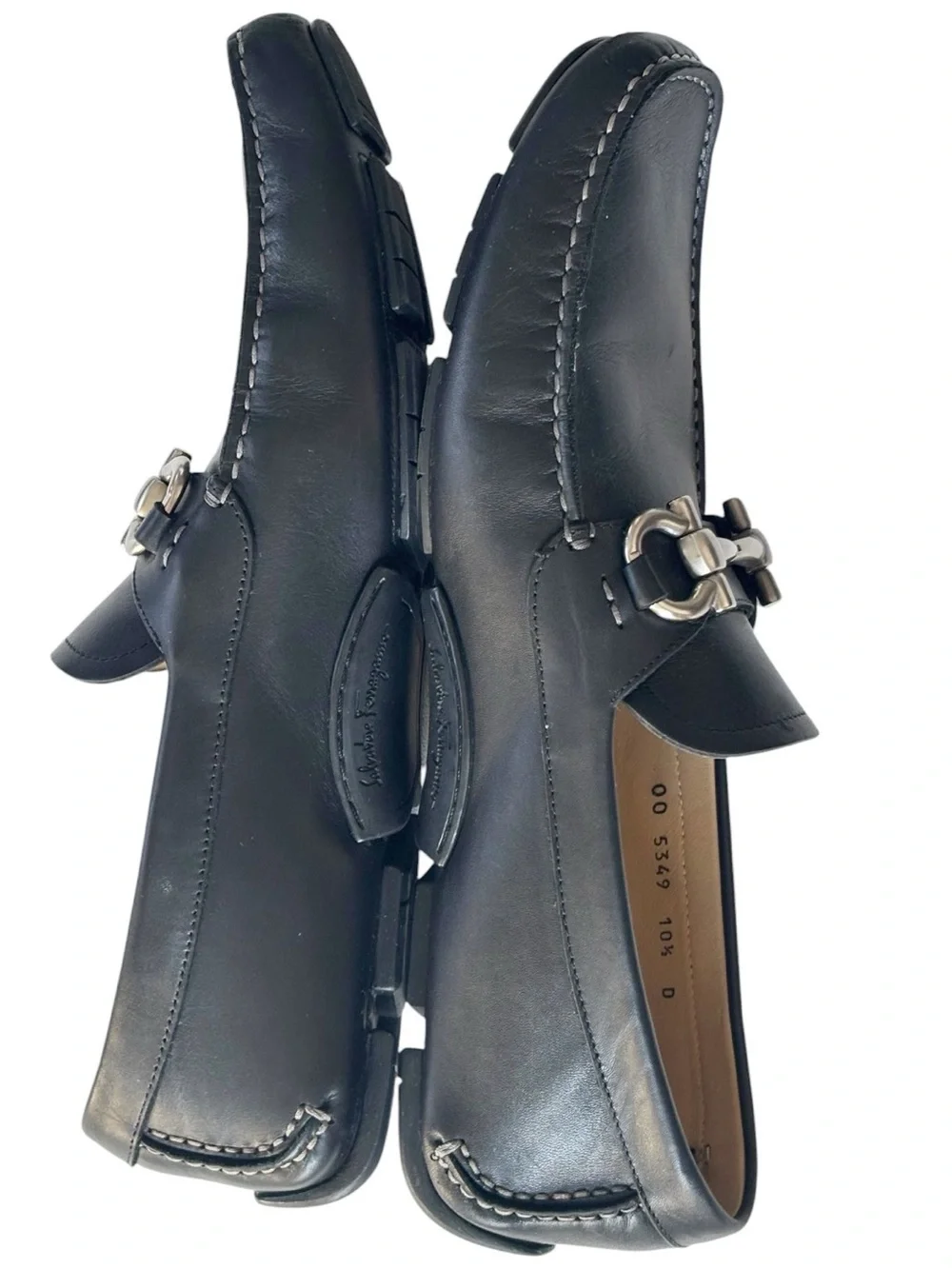 Ferragamo Parigi loafers silver-tone Gancini Bit black calf leather | 10.5 D